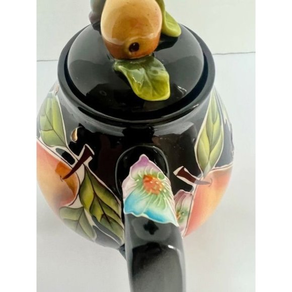 Blue Sky Black Bold Color Textured Icing on the Cake Pear Teapot Fruit Design - Picture 6 of 10